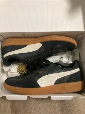Puma Suede Black & White Palermo Sneakers with Gum Sole